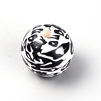 Spary Painted Natural Theaceae Wood Beads, Round, Black, 16mm, Hole: 4mm