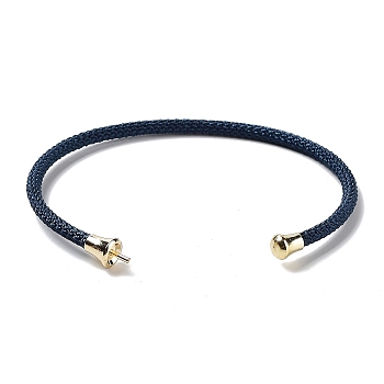 Stainless Steel Cuff Bangle Making, with Golden Tone Brass Finding, for Half Drilled Beads, Marine Blue, Inner Diameter: 1-3/4x2-3/8 inch(4.6x6cm), Pin: 1mm
