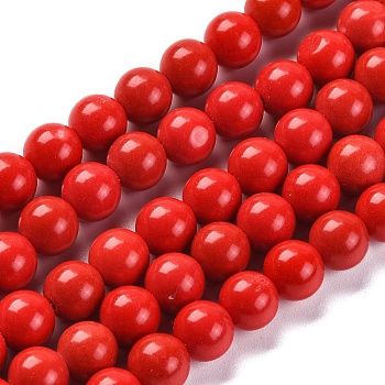 Synthetic Turquoise Beads Strands, Dyed, Round, Red, 8mm, Hole: 0.8mm, about 50pcs/strand, 15.16 inch(38.5cm)