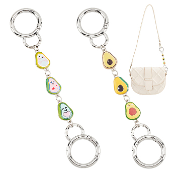 Avocado Alloy Enamel Link Purse Strap Extenders, with Spring Gate Rings, Mixed Color, 146~147mm, 2 color, 1pc/color, 2pcs/set