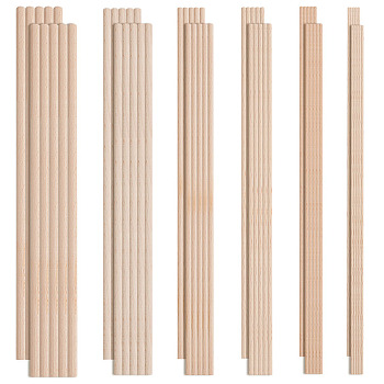 Olycraft 6 Styles Beech Wood Sticks, Round Dowel Rod, for Braiding Tapestry, Column, PapayaWhip, 350x3~10mm, 48pcs/set