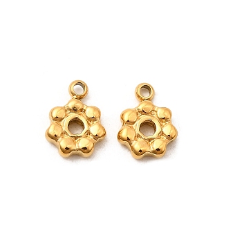 304 Stainless Steel Charms, Ion Plating(IP), Flower Charm, Real 18K Gold Plated, 7.5x6x2mm, Hole: 1mm