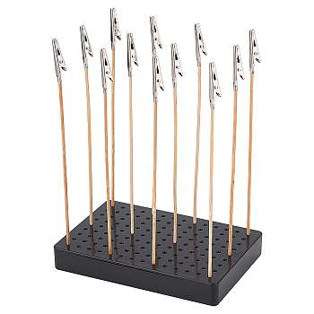 AHADEMAKER 20Pcs Bamboo Alligator Clip Sticks, Model Holder for Painting Airbrush, Fits for Air Spray Booth, with 1Pc Plastic Painting Stand Bases, Mixed Color, Clip Stick: 190~196mm, Base: 150x100x22mm