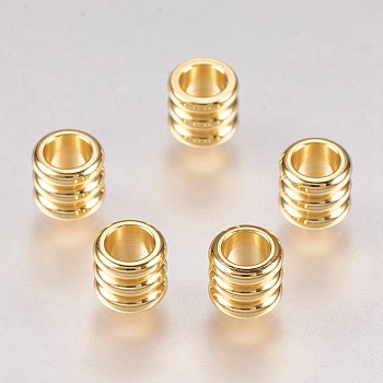 201 Stainless Steel Beads, Column, Golden, 5x4.5mm, Hole: 3mm