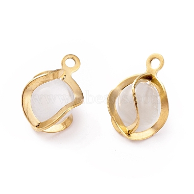 Golden Round Stainless Steel+Cat Eye Charms