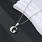 201 Stainless Steel Crystal Rhinestone Initial Pendant Necklaces, Stainless Steel Color, Non-Tarnish, Letter G, 19.69 inch(50cm)(FS-WG28760-13)