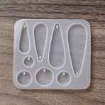 DIY Pendant Silicone Molds, Resin Casting Molds, for UV Resin, Epoxy Resin Jewelry Making, Teardrop & Flat Round, 69.5x75x6mm, Hole: 1.8mm, Inner Diameter: 10~18.5x10~53mm(SIMO-F145-01)