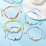 Adjustable Ocean Starfish Turtle Natural Mixed Gemstone & Glass Seed Beads Braided Bracelets, Mixed Dyed and Undyed, Mixed Color, Inner Diameter: 3.54 inch(9cm)(BJEW-MZ00324)