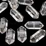 Natural Quartz Crystal Beads, Rock Crystal, Faceted, Hexagonal Double Terminated Point Bullet Beads, 21~23x8.5~9x9.5~10mm, Hole: 1~1.4mm(GG-CBAC435-01A)
