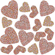 4 Styles Heart Hotfix Rhinestone Appliques, Resin Rhinestone, Colorful, 39~86.5x50~89x2~2.5mm, 16pcs/box(PATC-CP0001-02A)