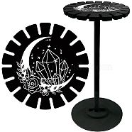 Wooden Wheel, Wooden Display Shelf, Black Holder Stand, Rustic Divination Pendulum Storage Rack, Witch Stuff, Moon, 120x10mm, Hole: 20mm(DJEW-WH0047-053)