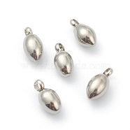 201 Stainless Steel Charms, Oval, Stainless Steel Color, 7.5~8x4mm, Hole: 1.6mm(STAS-G245-11)