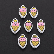 Handmade Polymer Clay Cabochons, Ice Cream, Pearl Pink, 9.5~11x5.5~7x2mm, about 7600pcs/1000g(CLAY-N006-148)
