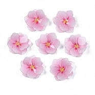 Plastic Beads, Flower, Pink, 22x22x5mm, Hole: 1mm(KY-N015-032)
