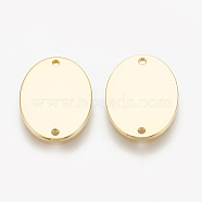 Brass Links connectors, Oval, Nickel Free, Real 18K Gold Plated, 18x13x1mm, Hole: 1mm(KK-S345-247A-G)