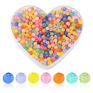 31g Frosted Transparent Acrylic Beads, Round, Mixed Color, 4mm, Hole: 1.6mm, about 1000pcs/31g(MACR-FS0001-37)