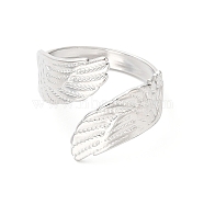 304 Stainless Steel Double Wings Open Cuff Ring for Women, Stainless Steel Color, US Size 7 1/4(17.5mm)(RJEW-K245-41P)