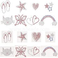 Iron on Decals, Middle East Rhinestone Transfers Patches, Hotfix Rhinestone Sheet, Mixed Shapes, Mixed Color, 16pcs/set(DIY-FG0001-60)