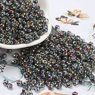 Iris Glass Seed Beads, Half Plated, Two Tone, Round, Colorful, 6/0, 4x3mm, Hole: 1.4mm(SEED-Z001-C-D04)