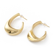Brass Half Hoop Earrings, with Steel Pin and Plastic Ear Nuts, Long-Lasting Plated, Twist, Real 18K Gold Plated, 30x20x7mm, Pin: 0.8mm(EJEW-A056-29G)
