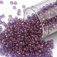 TOHO Round Seed Beads, Japanese Seed Beads, (202) Gold Luster Lilac, 8/0, 3mm, Hole: 1mm, about 1111pcs/50g(SEED-XTR08-0202)