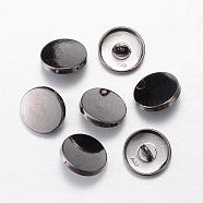 Alloy Shank Buttons, 1-Hole, Flat Round, Gunmetal, 11.5x7mm, Hole: 2mm(BUTT-D054-11.5mm-05B)