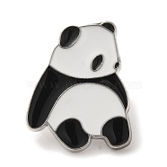 Panda Enamel Pin, Alloy Brooch for Backpack Clothes, White, 27x22x2mm(JEWB-P036-A05)
