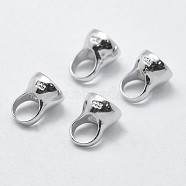 925 Sterling Silver Cord Ends, Carved 925, Platinum, Inner: 4.5mm, 8x6mm(STER-G023-02P)