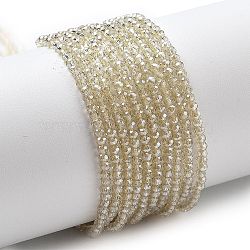 Electroplate Glass Beads Strands, Pearl Luster Plated, Faceted, Rondelle, Antique White, 2.5x2mm, Hole: 0.7mm, about 150~161pcs/strand, 11.57~12.72''(29.4~32.3cm)(EGLA-XCP0001-10)