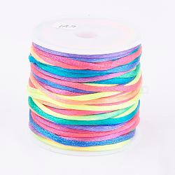 Nylon Cord, Satin Rattail Cord, for Beading Jewelry Making, Chinese Knotting, Colorful, 1mm, about 32.8 yards(30m)/roll(NWIR-L006-1mm-14)