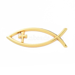 (Defective Closeout Sale: Scratched)Waterproof 3D Jesus Fish with Cross ABS Plastic Self Adhesive Stickers, Religion Car Decals for DIY Car Decoration, Gold, 140x46x5.5mm(AJEW-XCP0002-04)