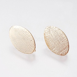 Long-Lasting Plated Brass Stud Earring Findings, Nickel Free, Oval, Real 18K Gold Plated, 18x11x0.8mm, Hole: 3mm, Pin: 0.8mm(X-KK-K227-062G-NF)