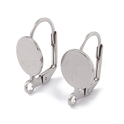 304 Stainless Steel Leverback Earring Findings, with Vertical Loop, Flat Round, Stainless Steel Color, 18x10x11.5mm, Hole: 2mm, Pin: 0.7mm(STAS-G291-06P)