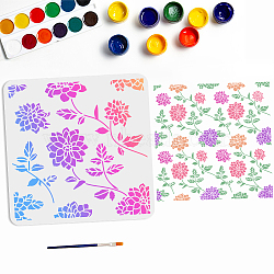 US 1Pc PET Hollow Out Drawing Painting Stencils, for DIY Scrapbook, Photo Album, with 1Pc Art Paint Brushes, Flower, 300x300mm(DIY-MA0002-73A)