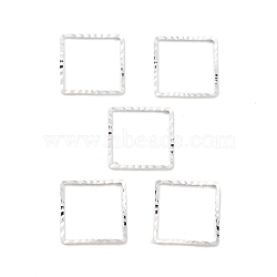 Brass Beads Frames, Cadmium Free & Lead Free, Square, 925 Sterling Silver Plated, 12x12x1mm(KK-M288-01S-D)