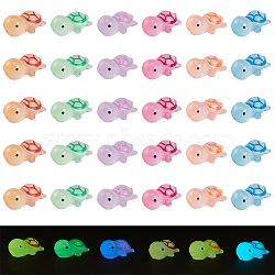 36Pcs 6 Colors Luminous Translucent Resin Sea Animal Cabochons, Little Turtle, Glow in Dark, Mixed Color, 23x13x8.5mm, 6pcs/color(RESI-SC0002-83)