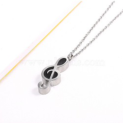 Titanium Steel Urn Ashes Pendants, Musical Note, Stainless Steel Color, 37x13x6mm, Hole: 4mm(BOTT-PW0001-113A-A)