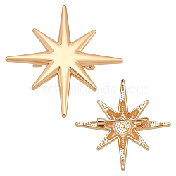 2Pcs Star Alloy Lapel Pins for Backpack Clothes, Light Gold, 45.5x45.5mm(JEWB-PH0001-74KCG)