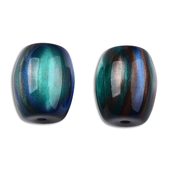 Resin Beads, Imitation Gemstone, Barrel, Light Sea Green, 14x12mm, Hole: 2mm