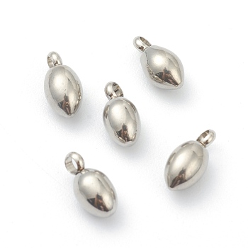 201 Stainless Steel Charms, Oval, Stainless Steel Color, 7.5~8x4mm, Hole: 1.6mm