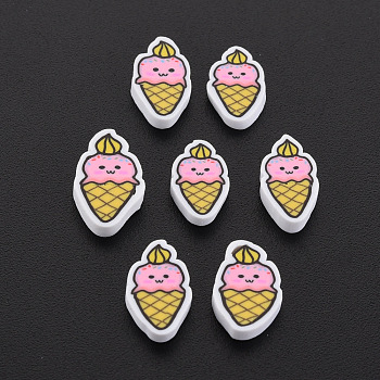 Handmade Polymer Clay Cabochons, Ice Cream, Pearl Pink, 9.5~11x5.5~7x2mm, about 7600pcs/1000g