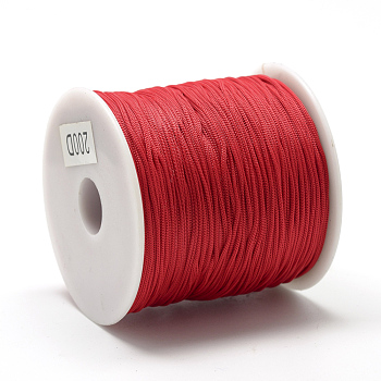 Polyester Cords, Red, 0.8mm, about 131.23~142.16 yards(120~130m)/roll