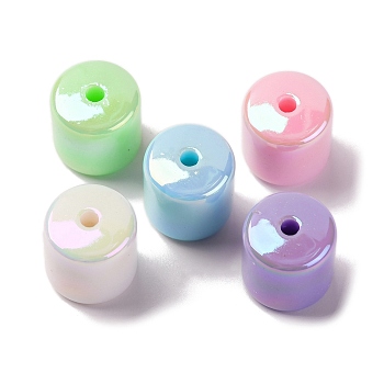 UV Plating Opaque Acrylic Beads, Column, Mixed Color, 17x16mm, Hole: 3mm