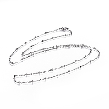 304 Stainless Steel Cable Chain Necklaces, Stainless Steel Color, 30.70 inch(78cm), beads: 2.5~3x1.5mm
