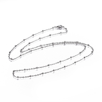 Tarnish Resistant 304 Stainless Steel Cable Chain Necklaces, Stainless Steel Color, 30.70 inch(78cm), beads: 2.5~3x1.5mm