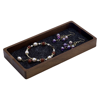 1Pc Wooden Jewelry Display Trays, Rectangle, Coconut Brown, 18x9x2cm