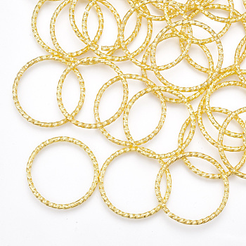 Iron Linking Rings, Metal Connector for DIY Jewelry Making, Textured, Nickel Free, Golden, 25x2mm, Inner Diameter: 22mm
