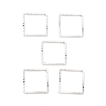 Brass Beads Frames, Cadmium Free & Lead Free, Square, 925 Sterling Silver Plated, 12x12x1mm