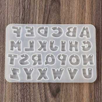 Silicone Pendant Molds, Resin Casting Molds, Alphabet, White, 100x142x5.5mm, Hole: 1.7mm