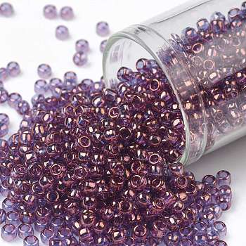 TOHO Round Seed Beads, Japanese Seed Beads, (202) Gold Luster Lilac, 8/0, 3mm, Hole: 1mm, about 1111pcs/50g